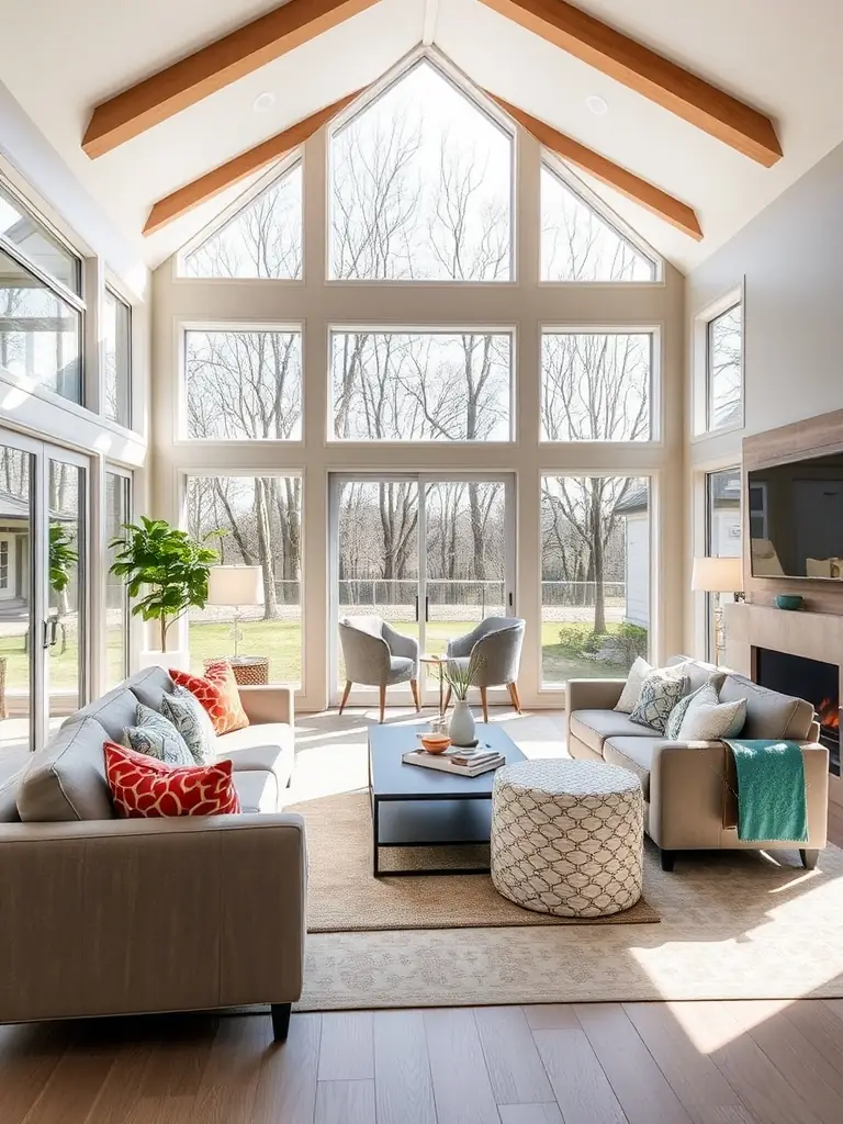 A cozy living room extension featuring large windows, comfortable seating, and natural light, illustrating the seamless integration with the existing home.