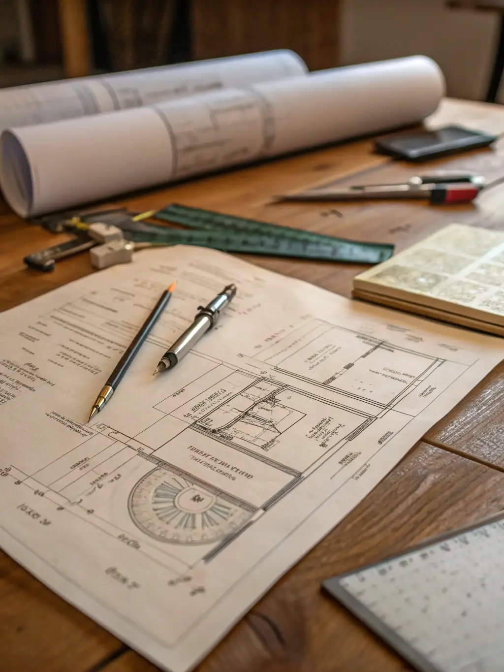 A detailed architectural drawing of a home renovation project, highlighting the precision and technical expertise involved in the drafting process.